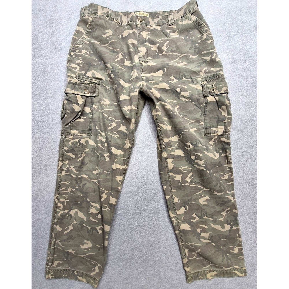 Cabela's Mens 2XL Camo Cargo Pants 42x32 Elastic Waist Desert Y2K Gorpcore